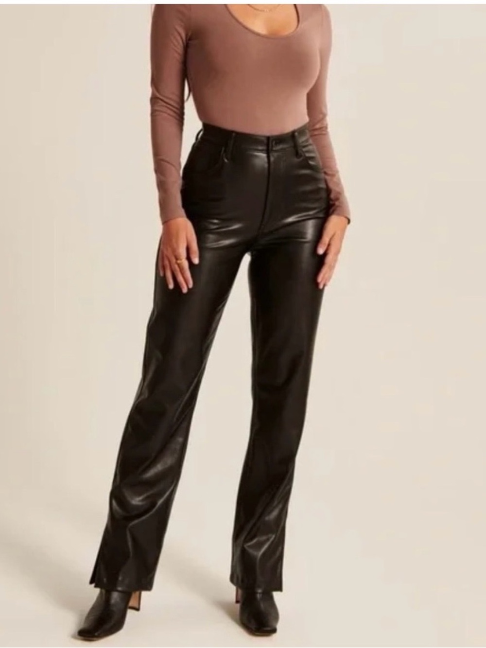 Abercrombie & Fitch Vegan Leather 90s Straight Ultra High Rise Pants